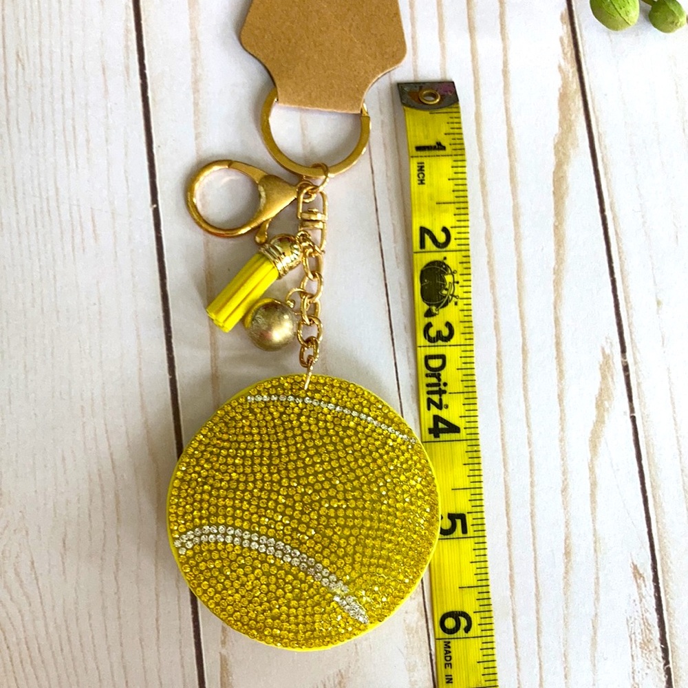 Rhinestone Tennis Ball Keychain - Picture 4 of 7
